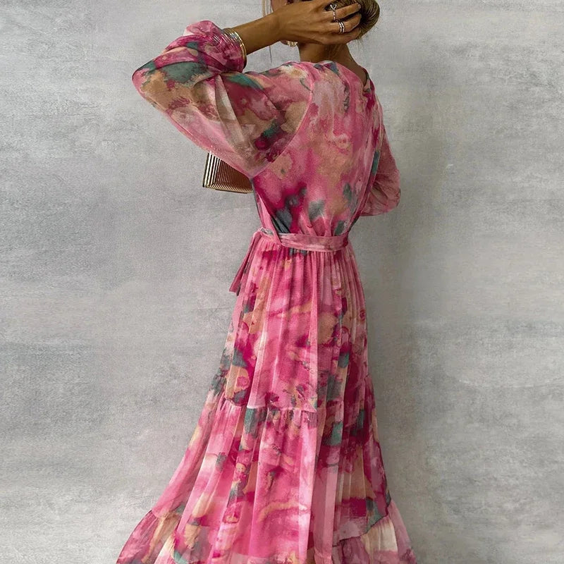 Women’s Dress | Floral Wrap Maxi with V-Neck 3