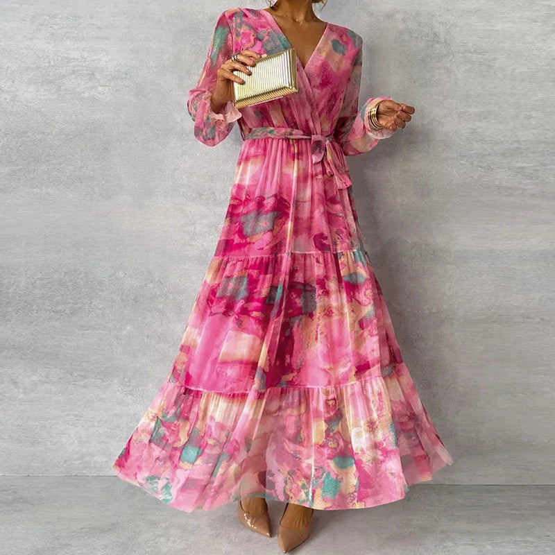 Women’s Dress | Floral Wrap Maxi with V-Neck 4