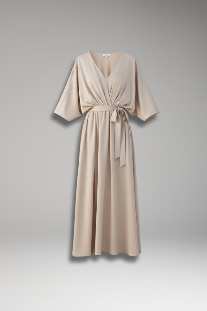 Women's Dress with Waist Tie and Short Loose Sleeves 1
