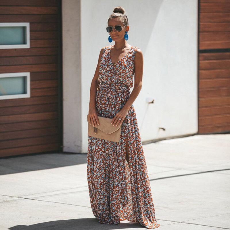 Women's Floral Maxi Dress | Bohemian Summer Style | Long Flowy Beach Dress for Holidays and Evening Wear | Lightweight Fit 0