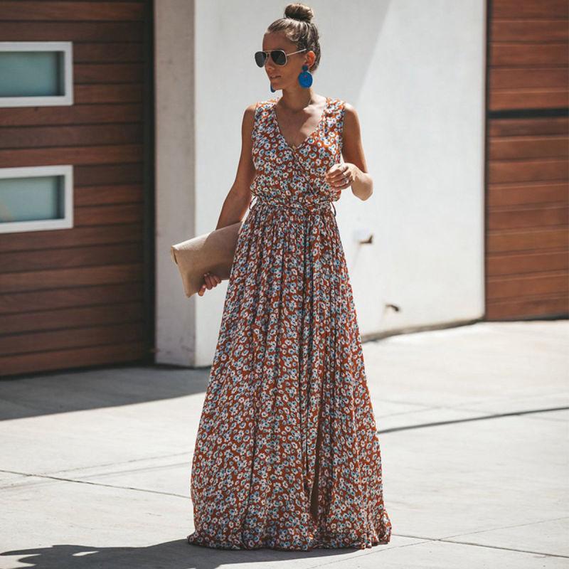 Women's Floral Maxi Dress | Bohemian Summer Style | Long Flowy Beach Dress for Holidays and Evening Wear | Lightweight Fit 1