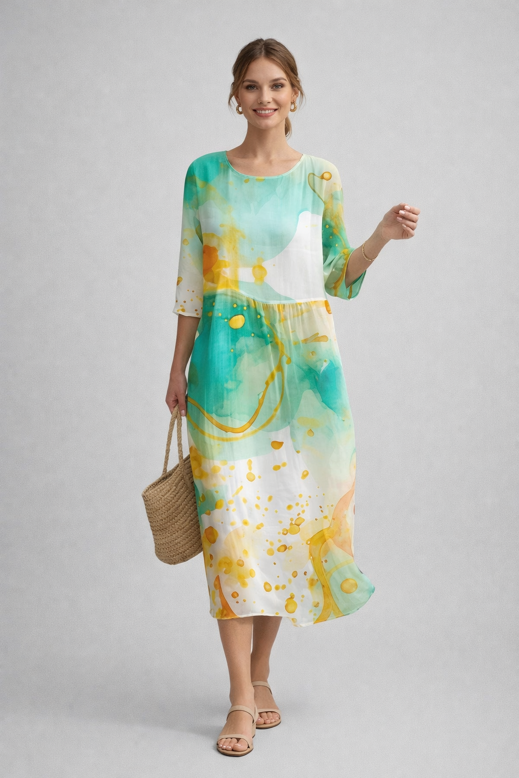 Women's Floral Midi Dress | Lightweight Cotton Summer Dress for Casual and Semi-Formal Wear | Breathable Floral Print Dress 1