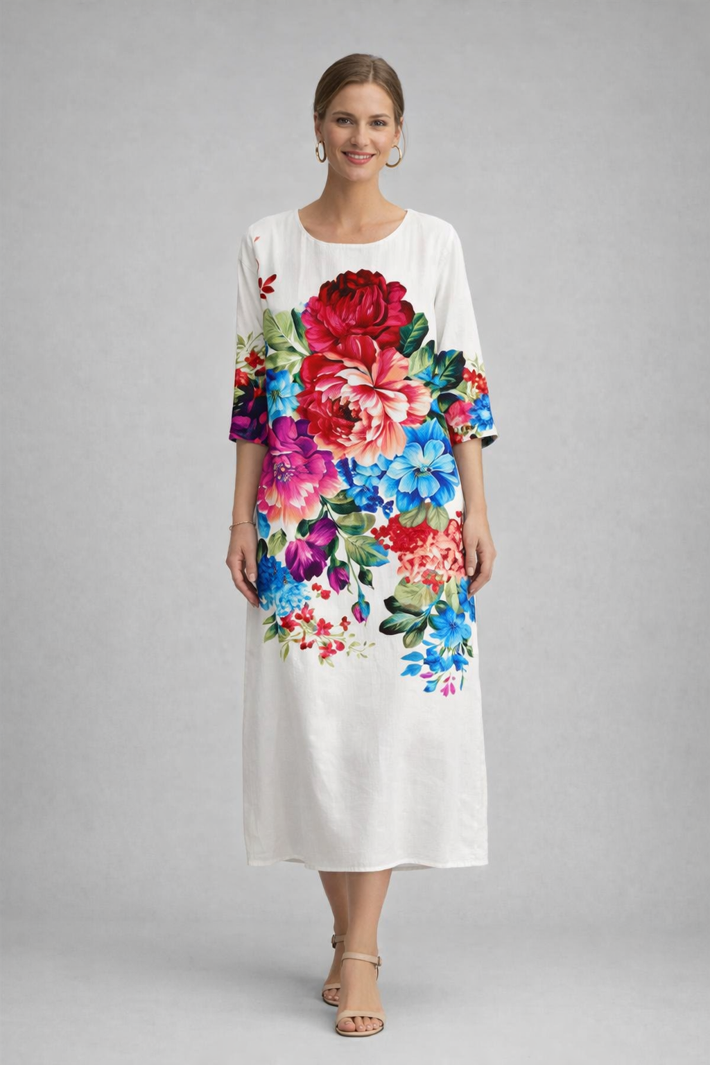 Women's Floral Midi Dress | Lightweight Cotton Summer Dress for Casual and Semi-Formal Wear | Breathable Floral Print Dress 10