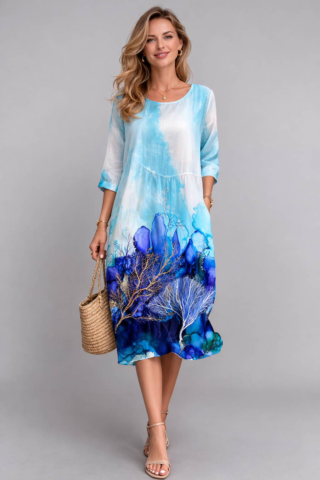 Women's Floral Midi Dress | Lightweight Cotton Summer Dress for Casual and Semi-Formal Wear | Breathable Floral Print Dress 3
