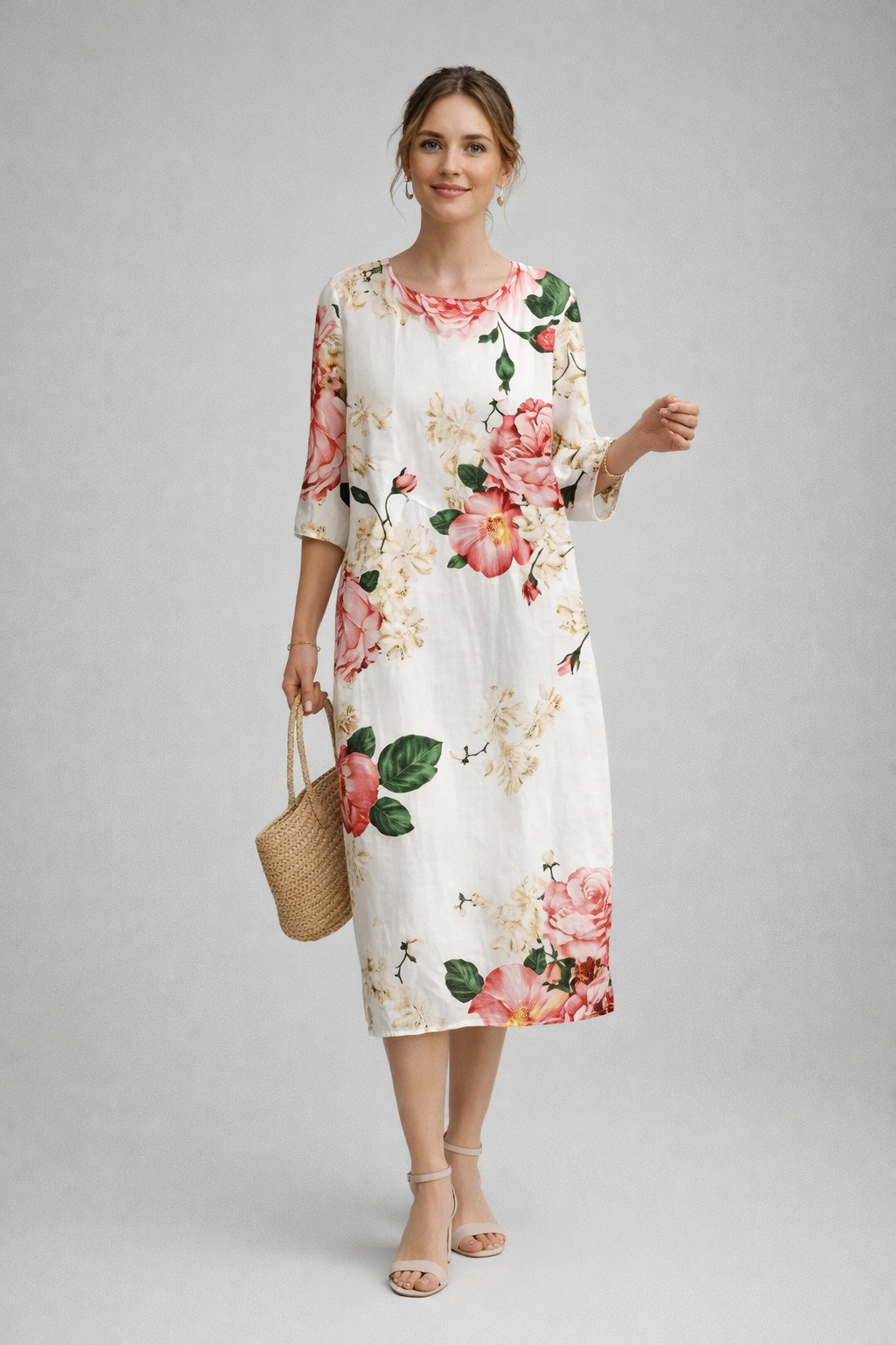 Women's Floral Midi Dress | Lightweight Cotton Summer Dress for Casual and Semi-Formal Wear | Breathable Floral Print Dress 4