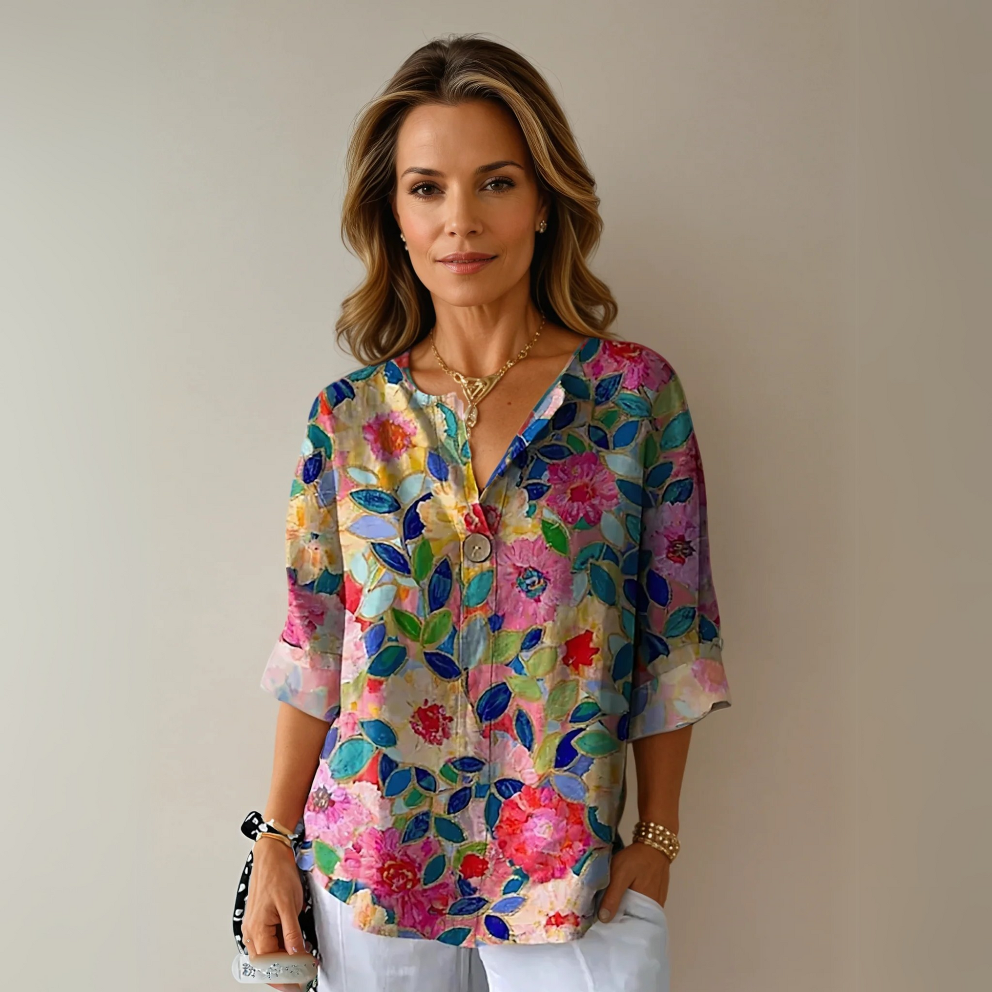 Women's Floral V-Neck Summer Blouse 0