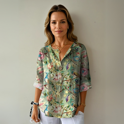 Women's Floral V-Neck Summer Blouse 2