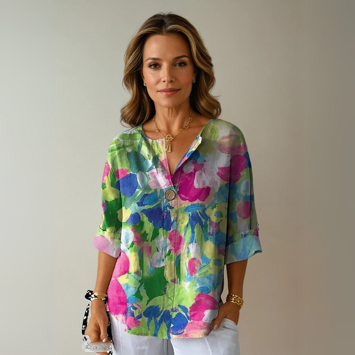 Women's Floral V-Neck Summer Blouse 3