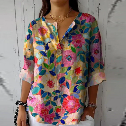 Women's Floral V-Neck Summer Blouse 4