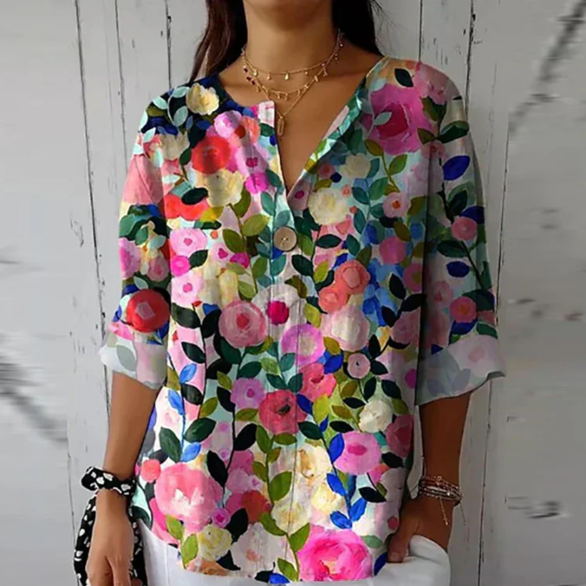 Women's Floral V-Neck Summer Blouse 5