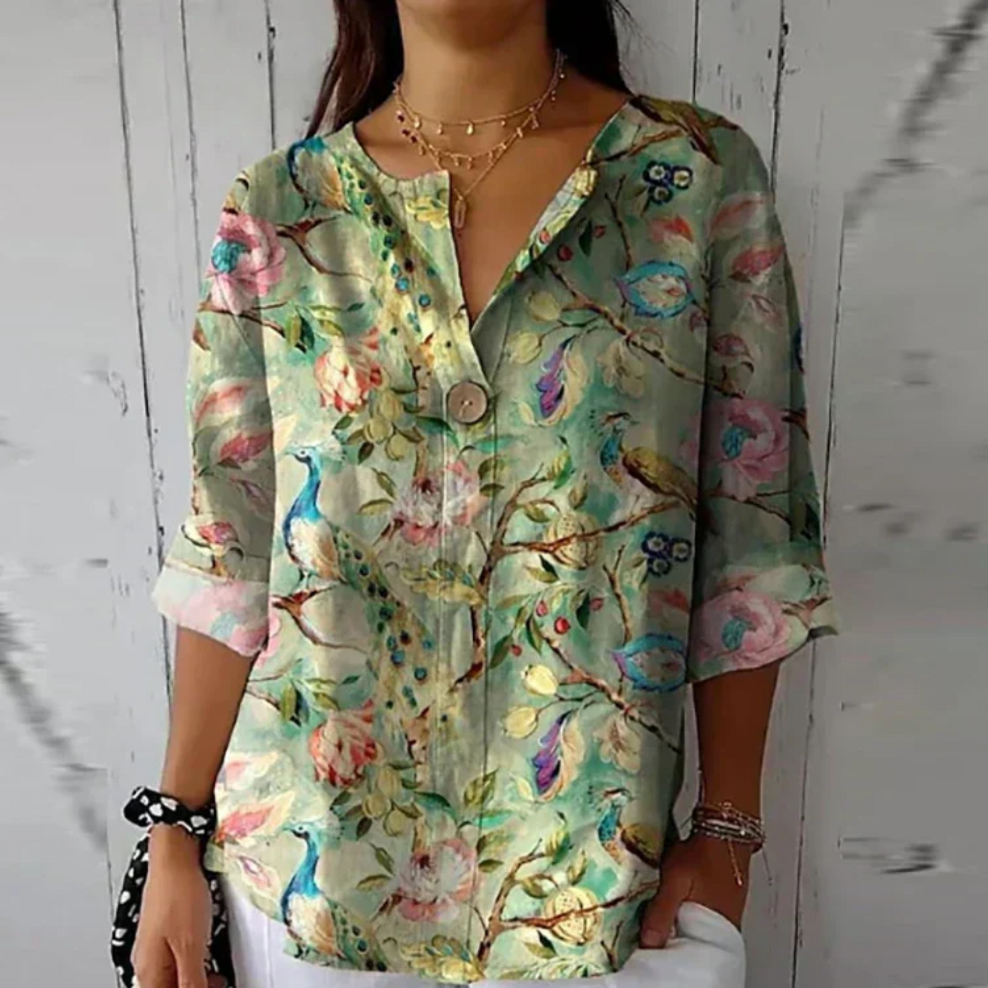 Women's Floral V-Neck Summer Blouse 6