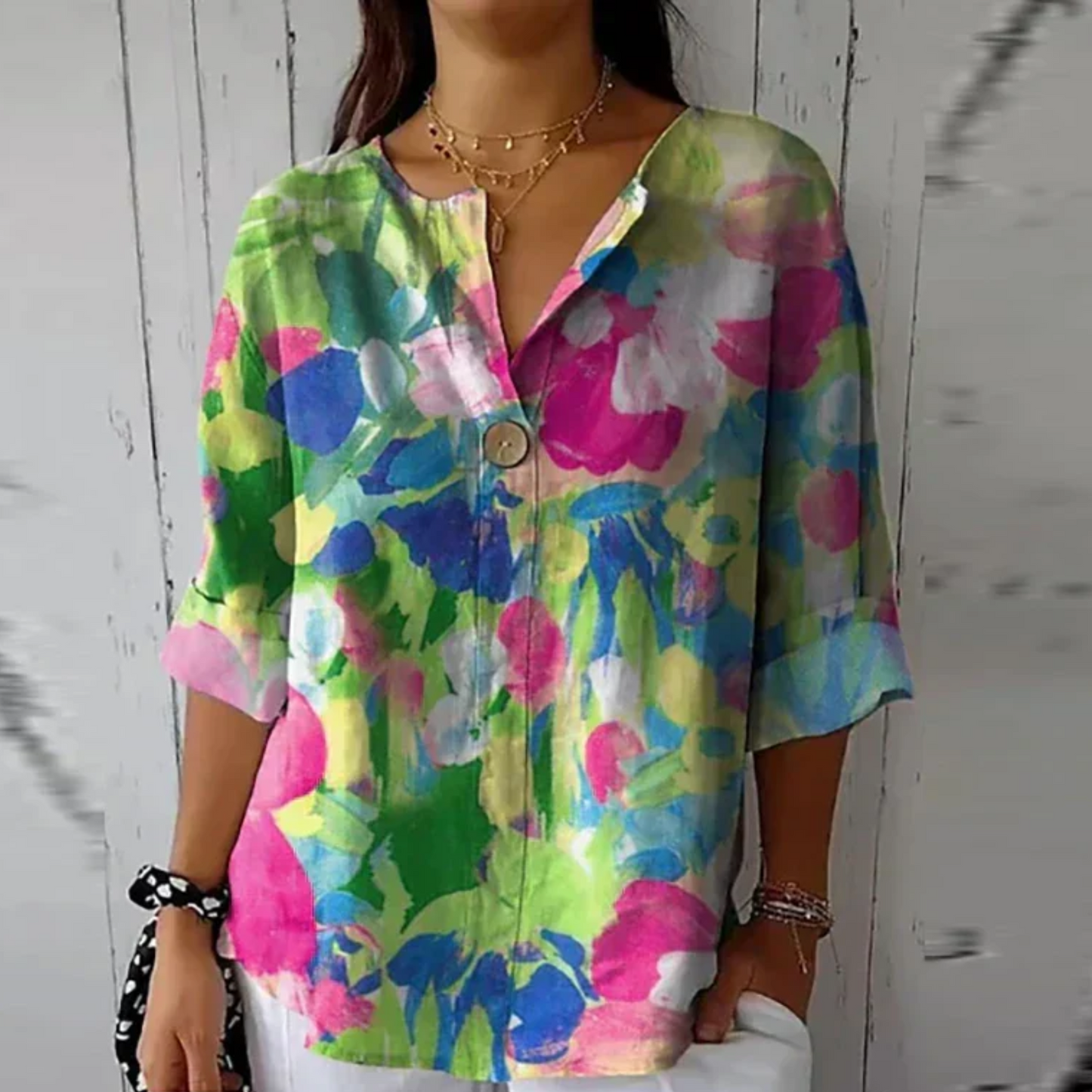 Women's Floral V-Neck Summer Blouse 7