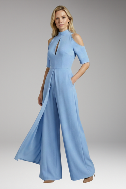 Women's Jumpsuit with Straight Legs and Round Neckline 2