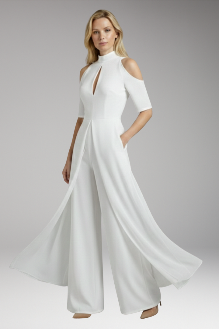 Women's Jumpsuit with Straight Legs and Round Neckline 7