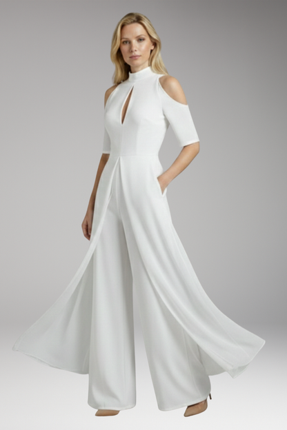 Women's Jumpsuit with Straight Legs and Round Neckline 7