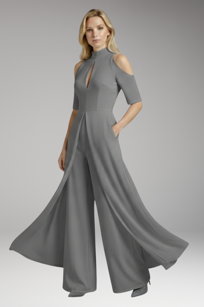 Women's Jumpsuit with Straight Legs and Round Neckline 8