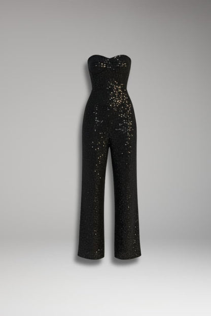 Women’s Jumpsuit with Strapless Neckline and Straight Legs 1