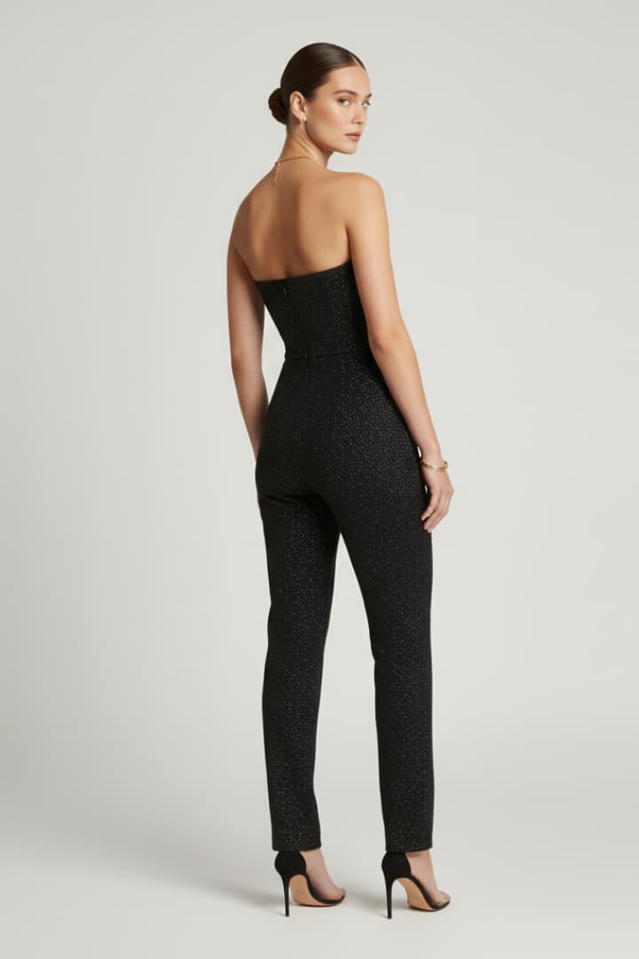 Women’s Jumpsuit with Strapless Neckline and Straight Legs 4