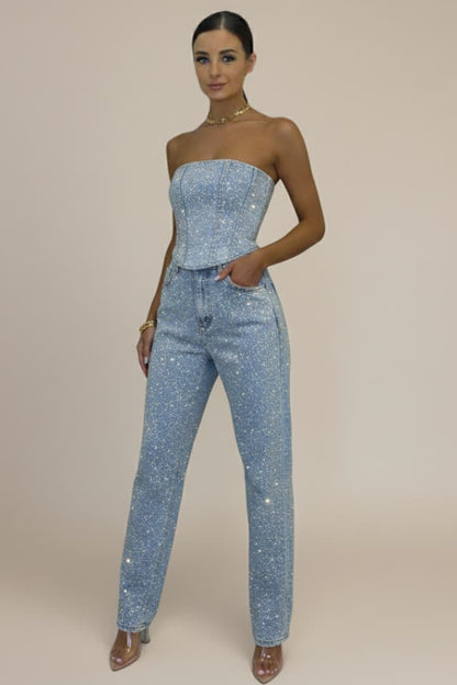 Women’s Jumpsuit with Strapless Neckline and Straight Legs 6