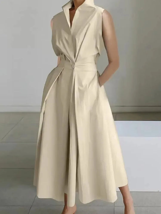 Women's Summer Midi Dress | A-Line & Elegant Lapel Design