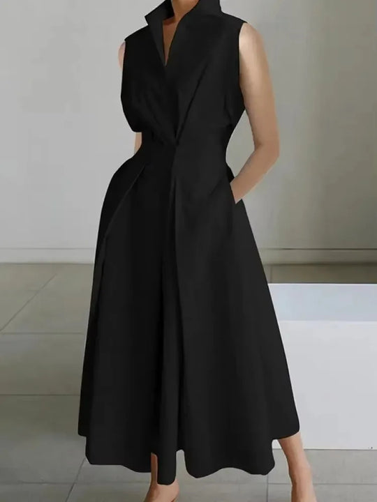 Women's Summer Midi Dress | A-Line & Elegant Lapel Design