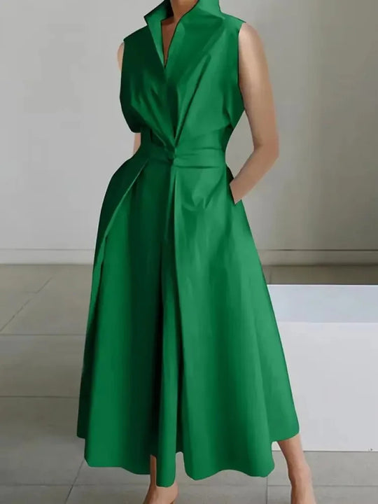 Women's Summer Midi Dress | A-Line & Elegant Lapel Design
