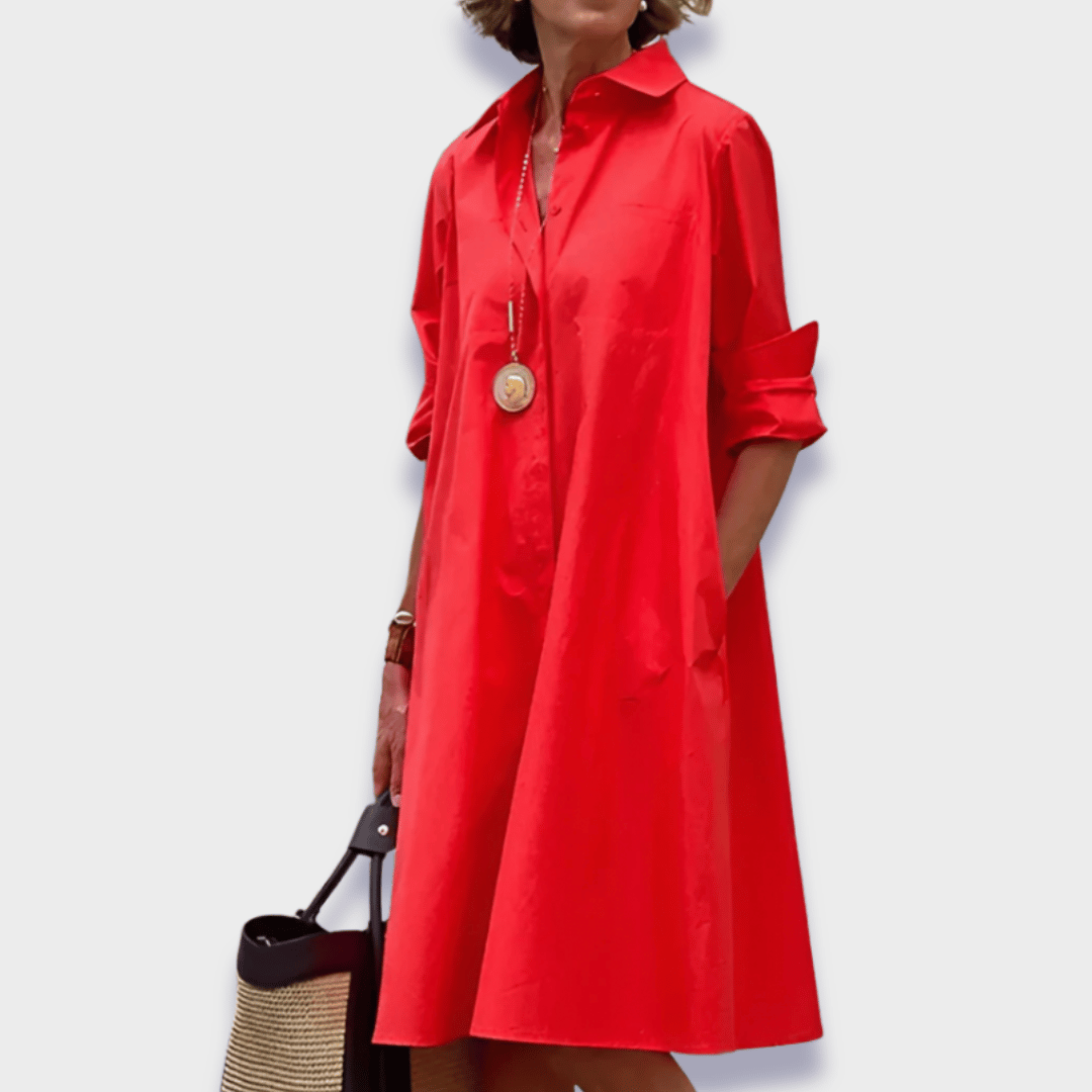 Women’s Polo Dress | Collared Midi Long Sleeve 0