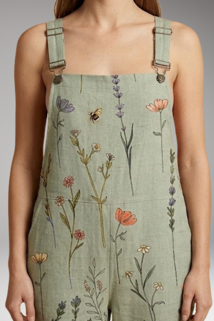 Women's Printed Dungarees with Loose Fit and Adjustable Straps 4