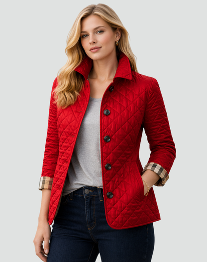 Women’s Quilted Jacket Button Front Collared Outerwear 3