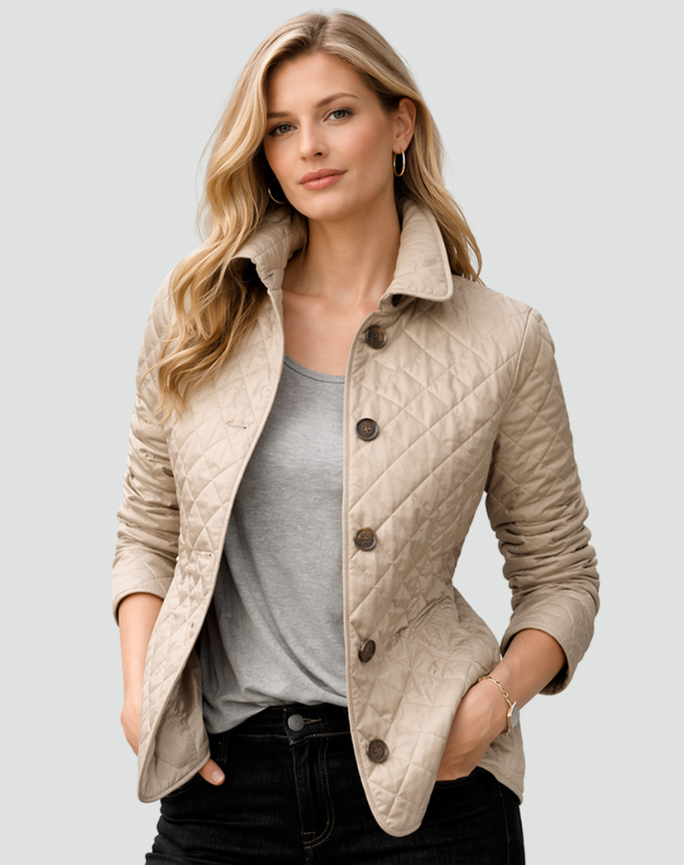 Women’s Quilted Mid-Season Jacket Button Front Lightweight Coat 2