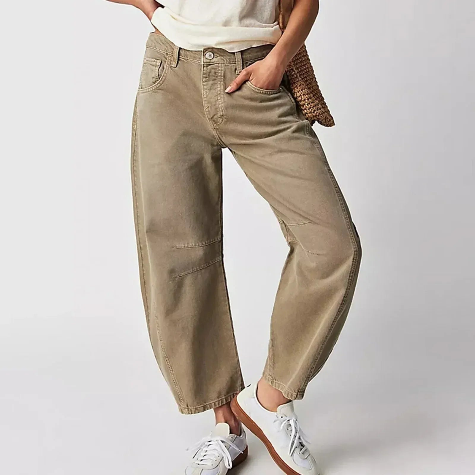 Women’s Relaxed Barrel Leg Denim Jeans High Waist Trousers 2