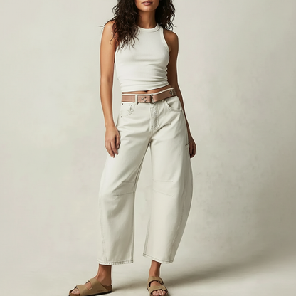 Women’s Relaxed Barrel Leg Denim Jeans High Waist Trousers 4