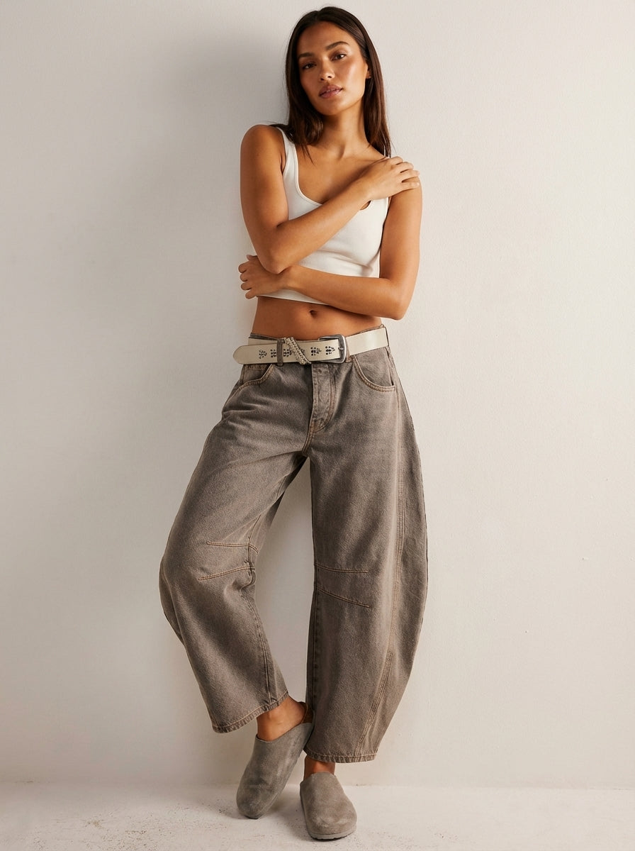 Women’s Relaxed Barrel Leg Denim Jeans High Waist Trousers 6