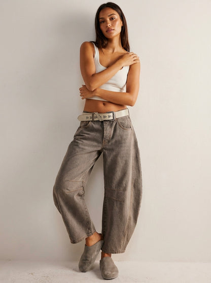 Women’s Relaxed Barrel Leg Denim Jeans High Waist Trousers 6