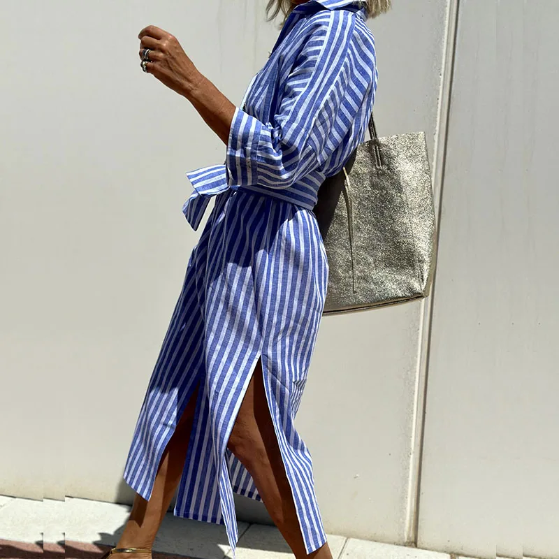 Women’s Shirt Dress Summer Lightweight Breathable Cotton Relaxed Fit Stylish Versatile Midi Outfit 4