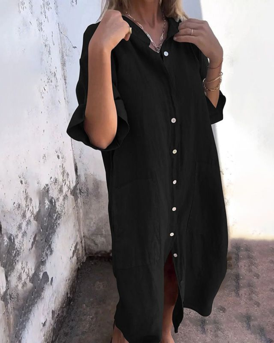 Women’s Shirt Dress | Button Front Pocket Design 1