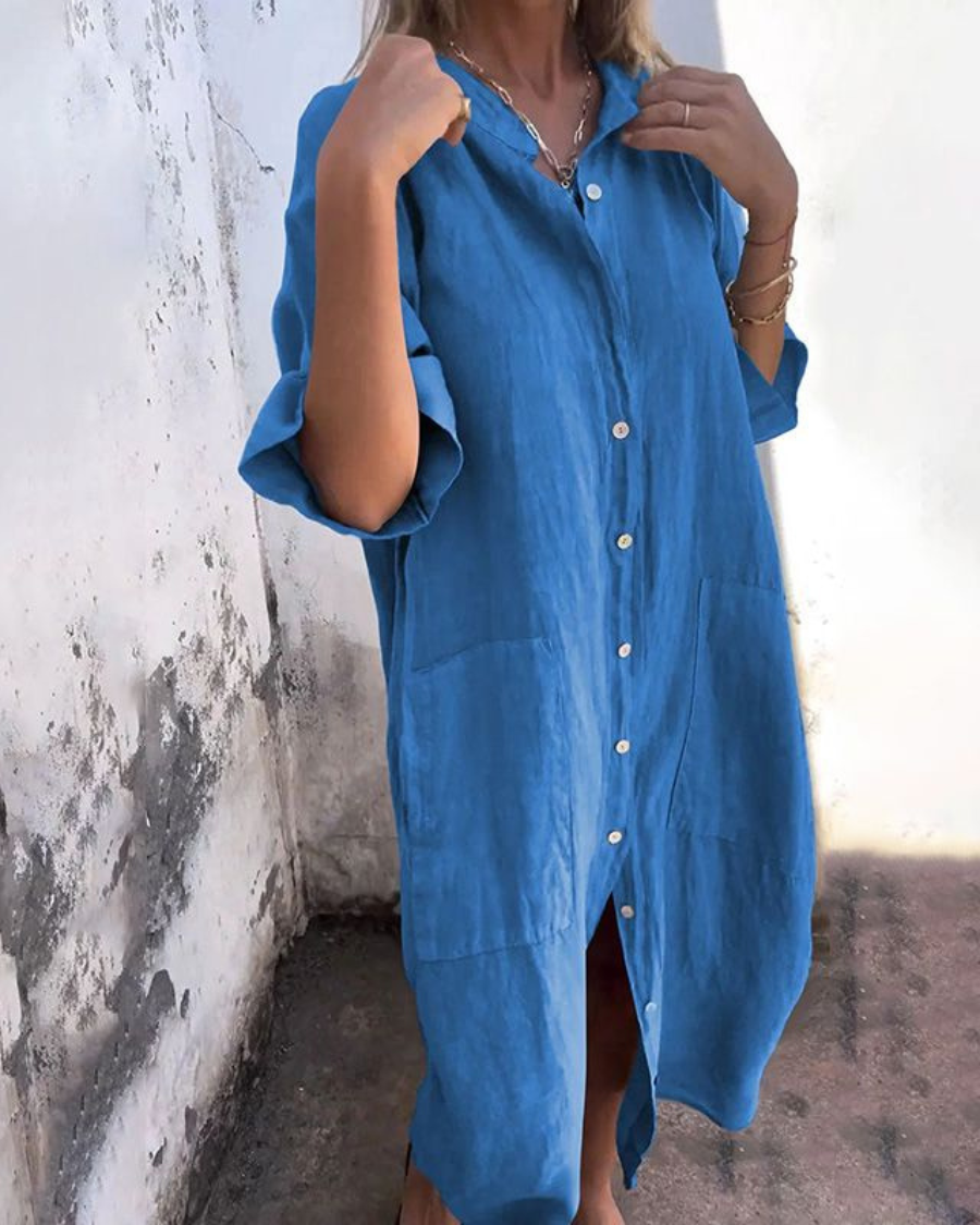 Women’s Shirt Dress | Button Front Pocket Design 2