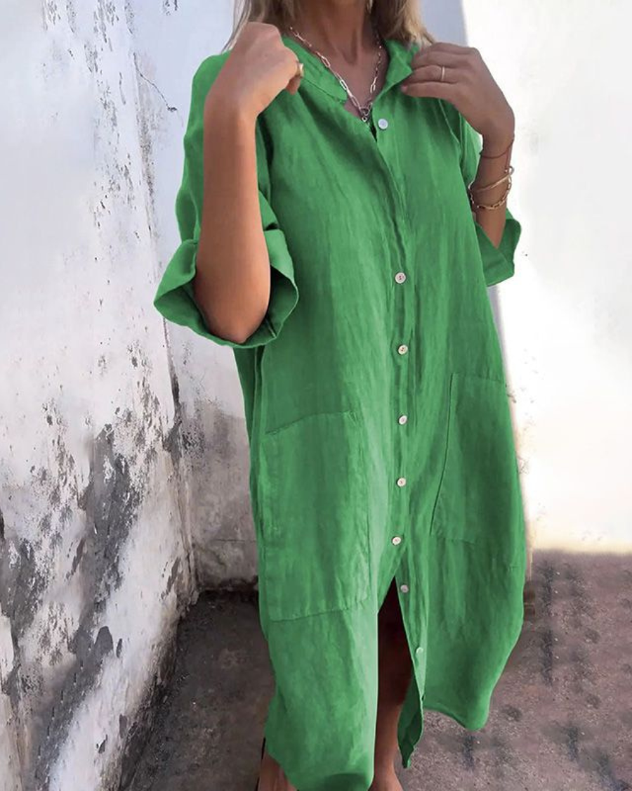 Women’s Shirt Dress | Button Front Pocket Design 3