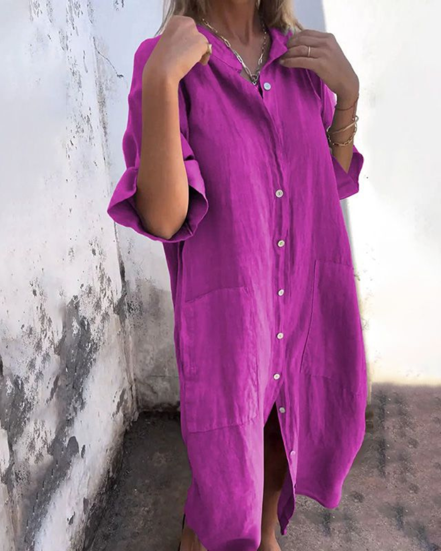 Women’s Shirt Dress | Button Front Pocket Design 4