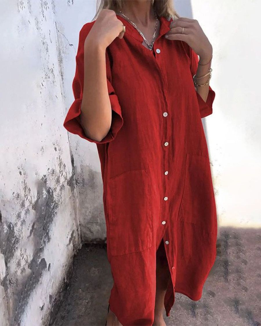 Women’s Shirt Dress | Button Front Pocket Design 5
