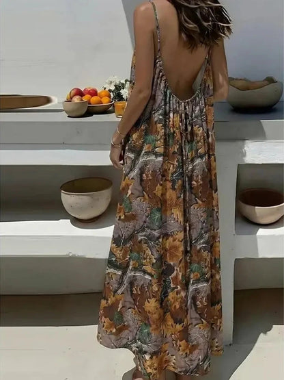 Women's Solid Color Backless Cami Dress 0