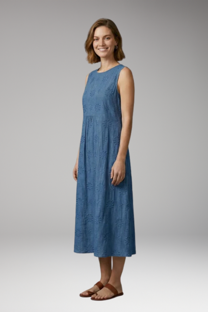 Women's Spring'Summer Dress with Round Neck and Pockets 3