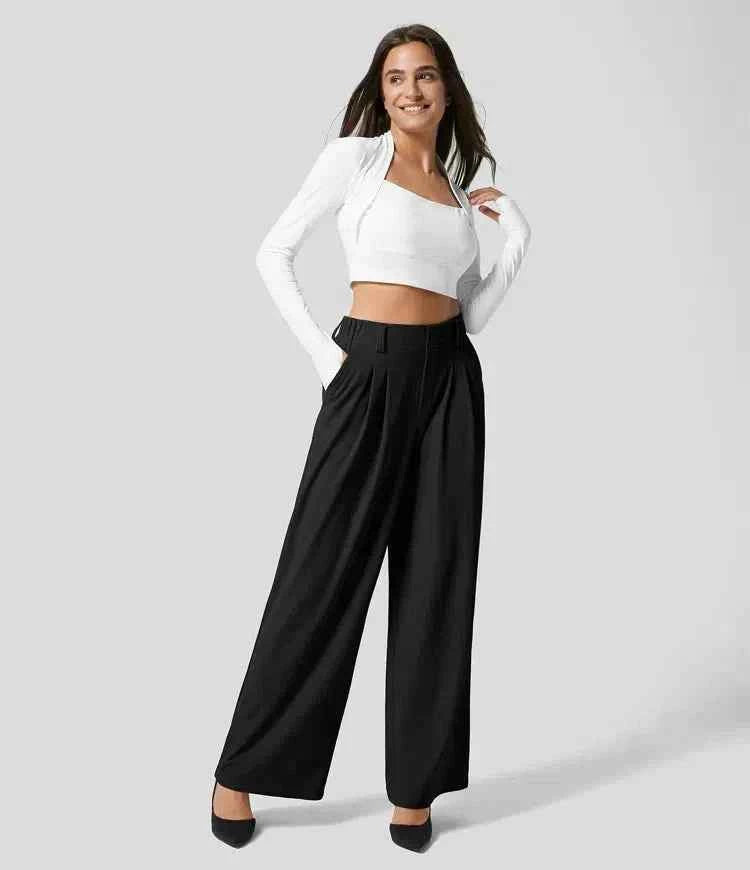 Women's Summer Straight Cut Trousers with Pockets 1
