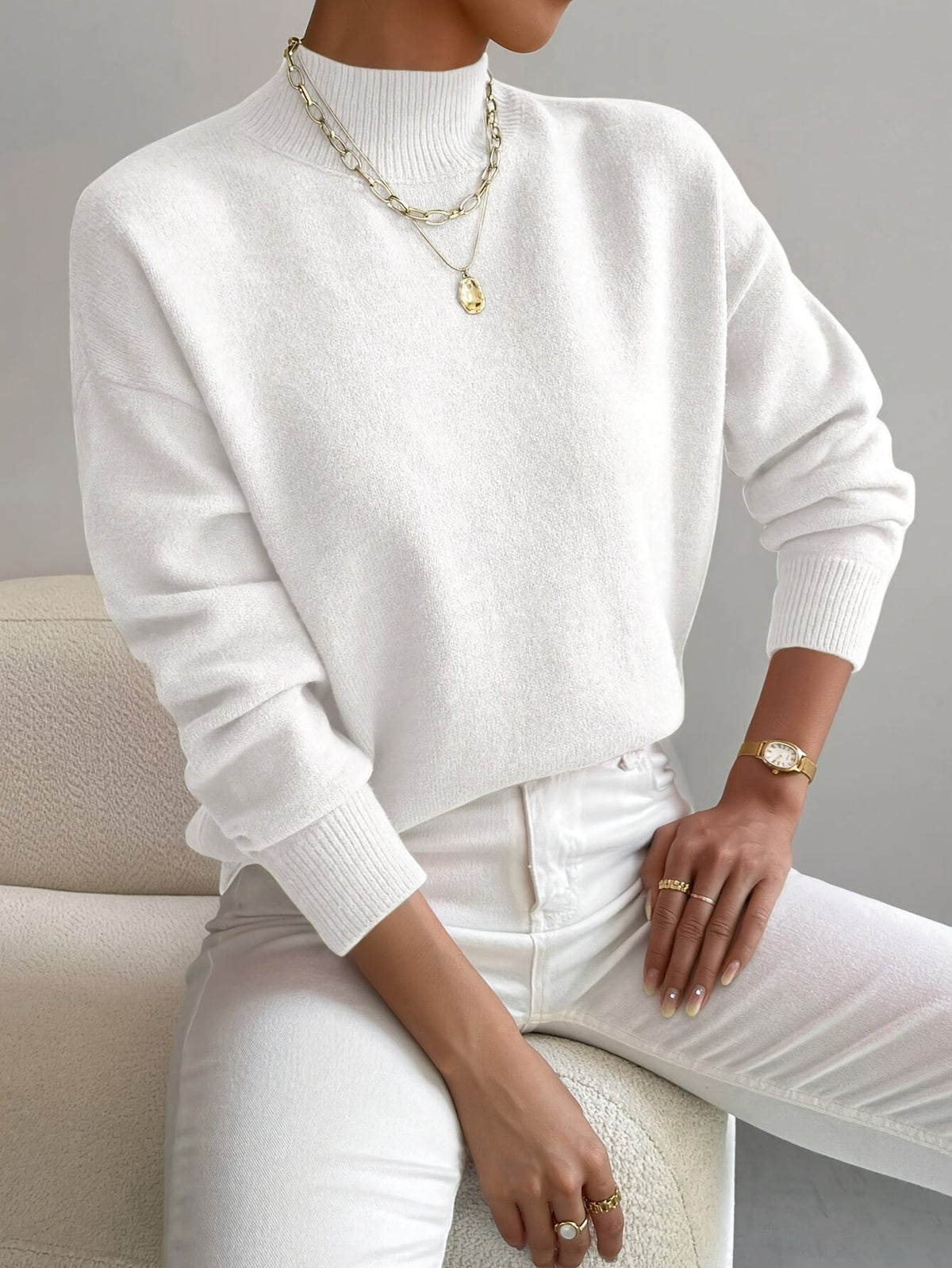 Women's Sweater | Crew Neck with Ribbed Cuff 1