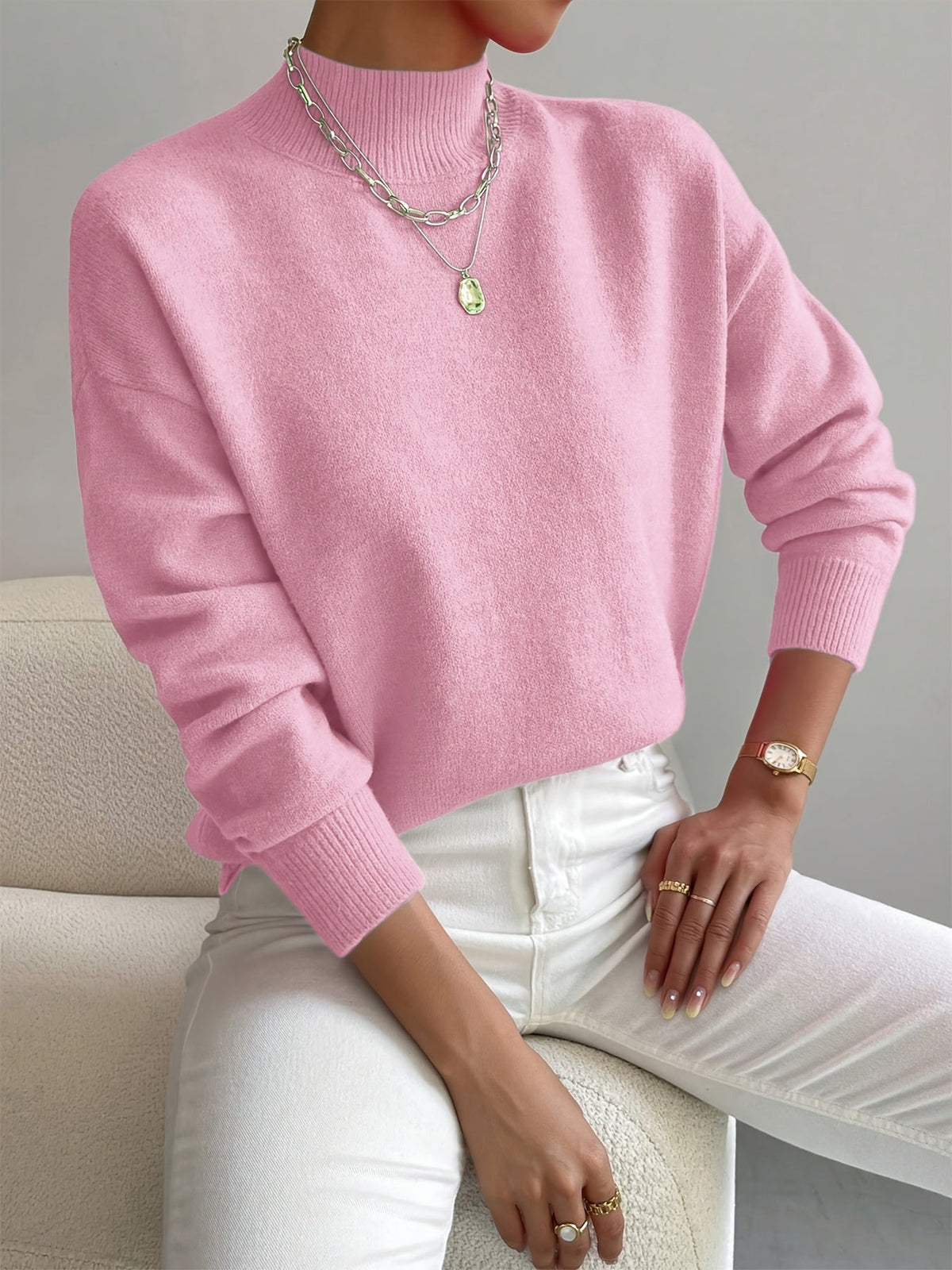 Women's Sweater | Crew Neck with Ribbed Cuff 2