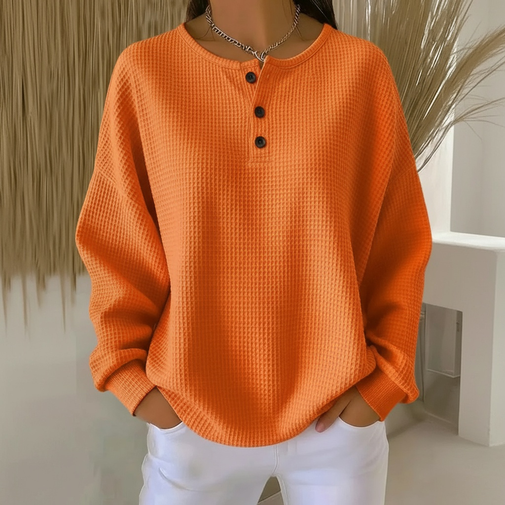 Women’s Sweatshirt | Waffle Knit Button Front 0