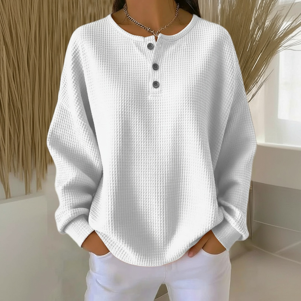 Women’s Sweatshirt | Waffle Knit Button Front 1