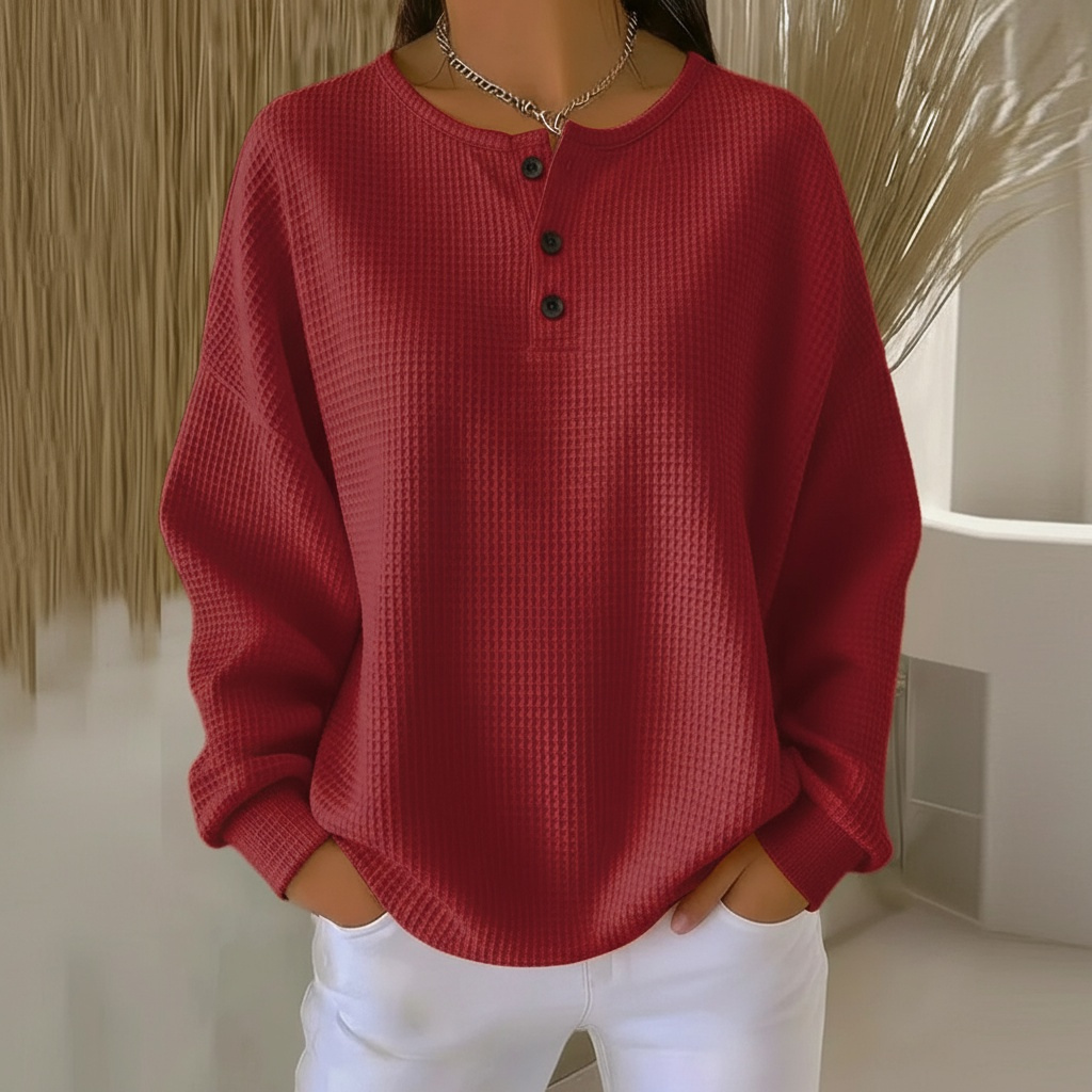 Women’s Sweatshirt | Waffle Knit Button Front 2