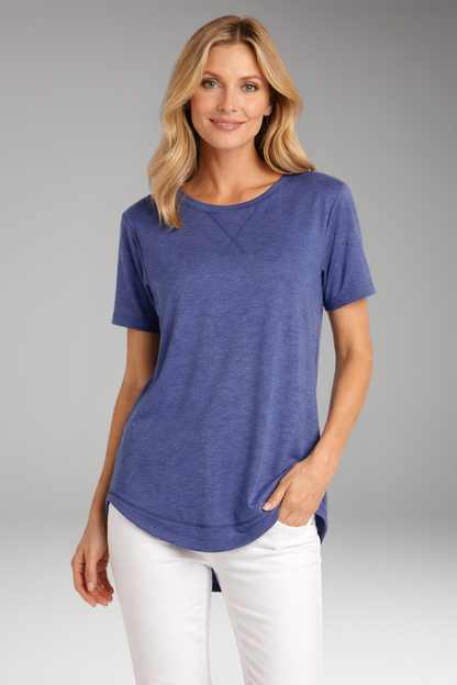 Women's T Shirt with Curved Hem and Short Sleeves 13