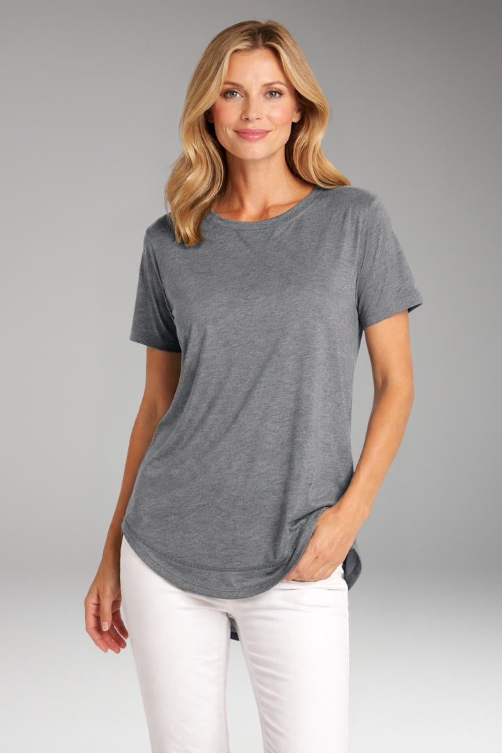 Women's T Shirt with Curved Hem and Short Sleeves 5